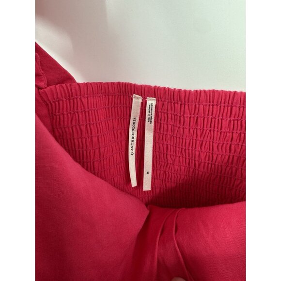 By Anthropologie One-Shoulder Ruffle Linen Column Midi Dress M Pink Preppy - Picture 4 of 11